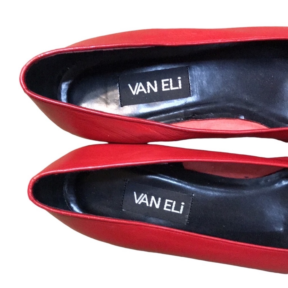 Vaneli Red Leather Ballet Flat with Low Heel - Picture 7 of 10